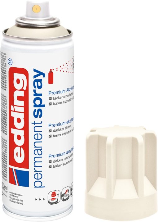Permanent sprej E-5200 mat, 200 ml kremasto bela Edding - Image 2