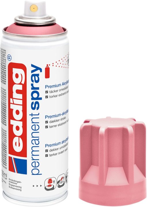 Permanent sprej E-5200 mat, 200 ml nežno roze Edding - Image 2