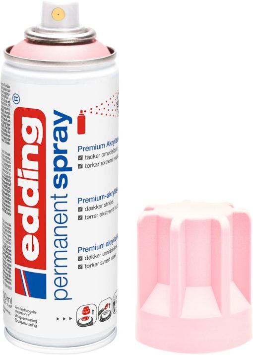 Permanent sprej E-5200 mat, 200 ml pastelno roze Edding - Image 2
