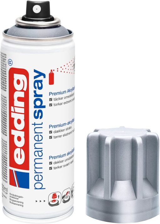 Permanent sprej E-5200 mat, 200 ml srebrna Edding - Image 2