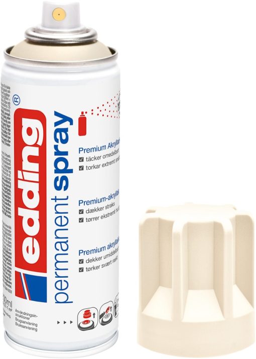 Permanent sprej E-5200 mat, 200 ml svetla slonovača Edding - Image 2