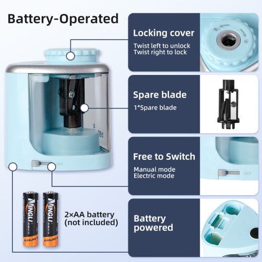 Rezač za olovke električni na baterije TW-8005-3 CRNI, Tenwin - Image 3