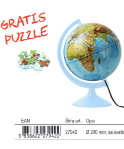 Globus svetleći 20cm prečnik, ćirilica, gratis puzzle, Target