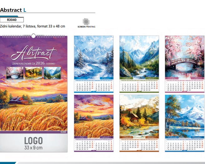 Zidni kalendar ABSTRACT 2026