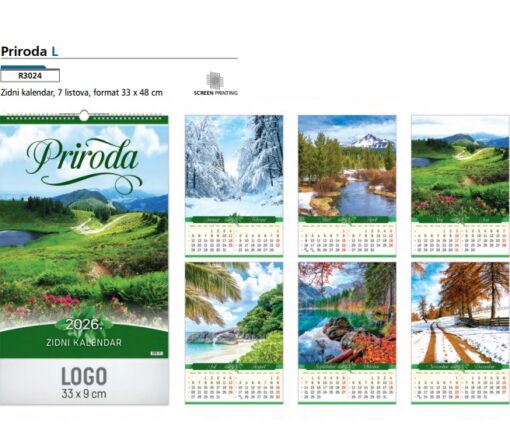 Zidni kalendar PRIRODA 2026