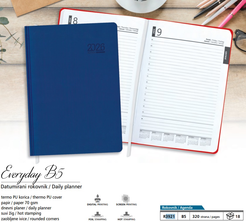 Rokovnik Notes B5 datumirani 2026 EVERYDAY Lastva