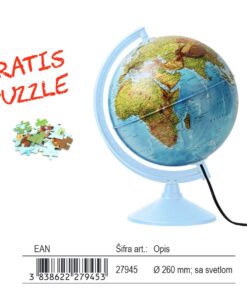 Globus svetleći 26cm prečnik, ćirilica, gratis puzzle, Target