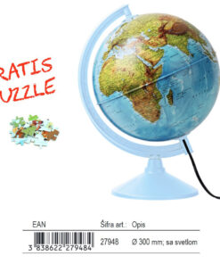 Globus svetleći 30cm prečnik, ćirilica, gratis puzzle, Target