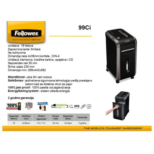 Uništivač dokumentacije (konfete) 99Ci Fellowes 4691002 - Image 2