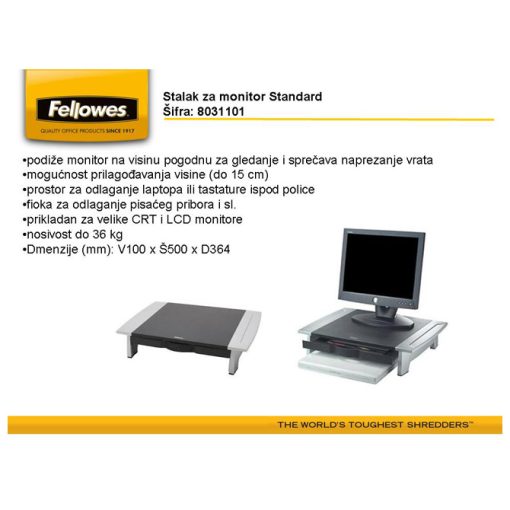 Stalak za monitor Office Suites Standard Fellowes 8031101 crno-srebrni - Image 3