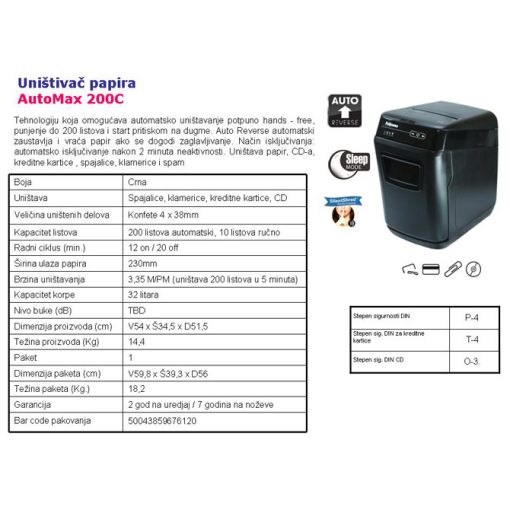 Uništivač dokumentacije AutoMax (konfete) 200C Fellowes 4653602 - Image 4
