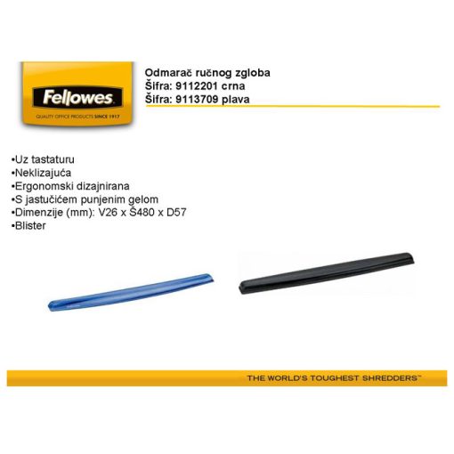 Odmarač za ruke uz tastaturu gel Fellowes 9112201 crna - Image 2