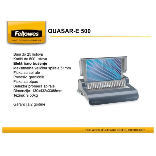 Mašina za spiralno koričenje električna Quasar-E Fellowes 5620901 - Image 2