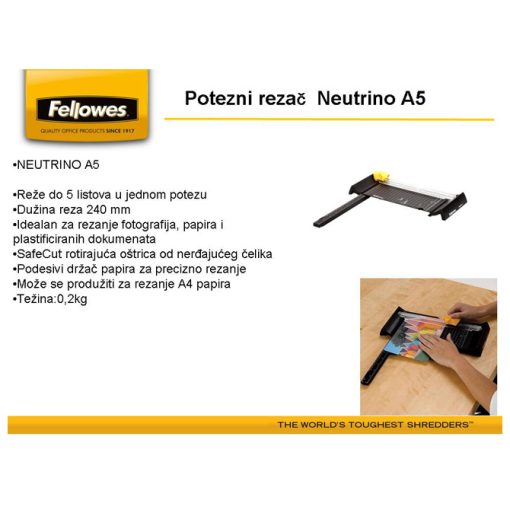 Rezač stoni za papir A5 Neutrino Fellowes 5412701 - Image 2