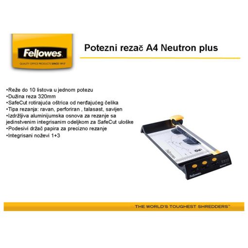 Rezač stoni za papir A4 4u1 Neutron plus Fellowes 5410101 - Image 2