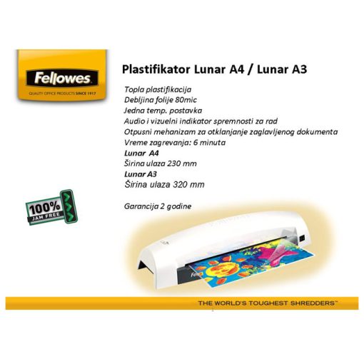 Plastifikator A3 (2valjka) Lunar Fellowes 5716701 - Image 2