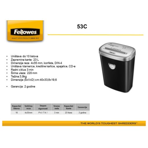 Uništivač dokumentacije (konfete) 53C Fellowes 4653101 - Image 3