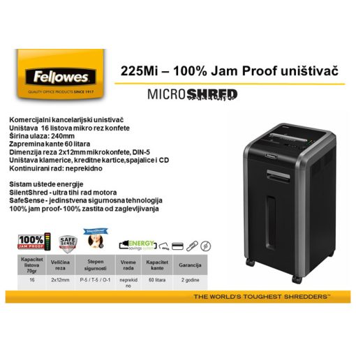 Uništivač dokumentacije (mikro) 225Mi Fellowes 4620101 - Image 3