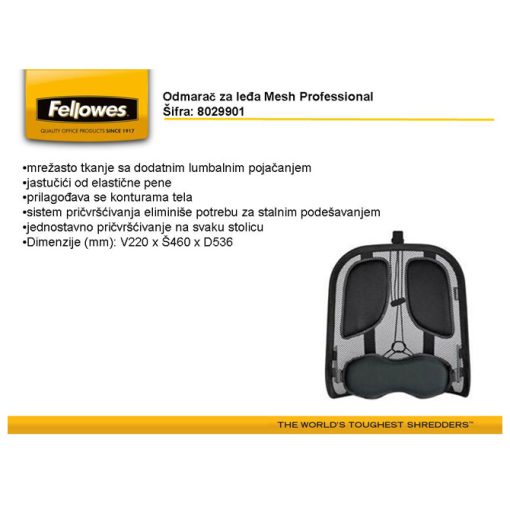 Odmarač za leđa Mesh Professional  Fellowes 8029901 crni - Image 4
