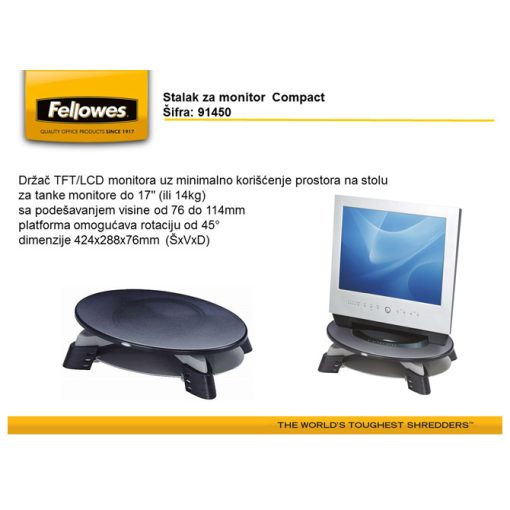 Stalak za monitor Compact Fellowes 91450 crno-srebrni - Image 2