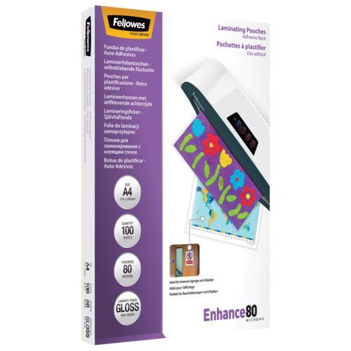 Folija za plastificiranje  80my A4 sjajna samolepljiva pk100  Fellowes 5302202