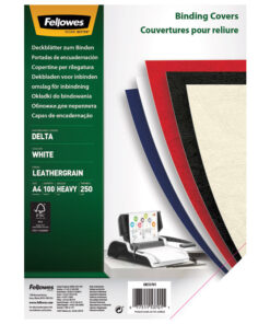 Korice za spiralno koričenje 250g karton A4 pk100 Fellowes 5370104 bele
