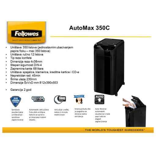 Uništivač dokumentacije AutoMax (konfete) 350C Fellowes 4964101 - Image 3