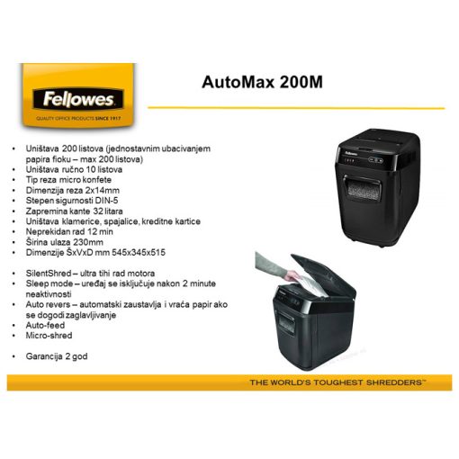 Uništivač dokumentacije AutoMax (mikro) 200M Fellowes 4656301 - Image 3