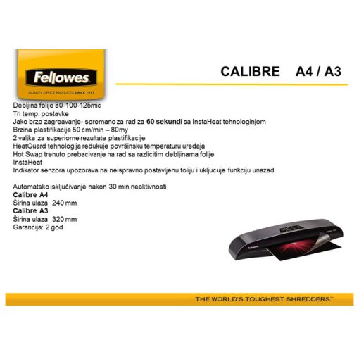 Plastifikator A3 (2valjka) Calibre Fellowes 5740101 - Image 2