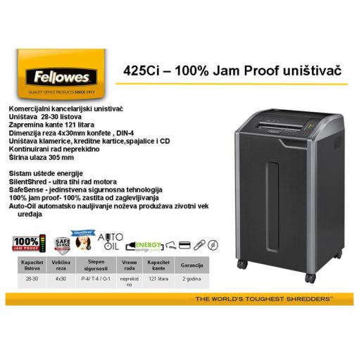 Uništivač dokumentacije (konfete) 425Ci Fellowes 4698001 - Image 2