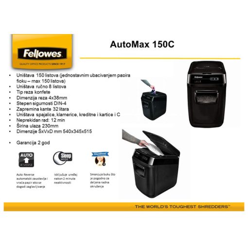 Uništivač dokumentacije AutoMax (konfete) 150C Fellowes 4680102-99 - Image 5