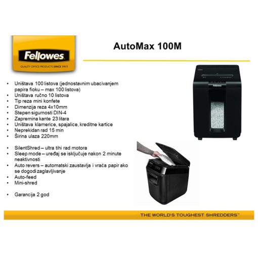 Uništivač dokumentacije AutoMax (mini) 100M Fellowes 4629201 - Image 6