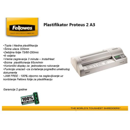 Plastifikator A3 (6valjaka) Proteus Fellowes 5709001 - Image 2