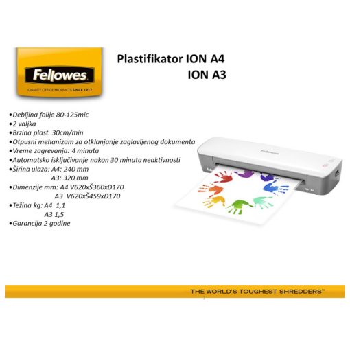 Plastifikator A3 (2valjka) Ion Fellowes 4560201 - Image 2