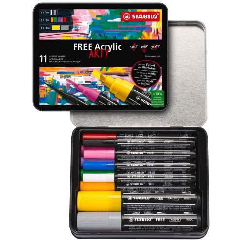 SET Markera na vodenoj bazi FREE MIX Tips Color Acrylic Marker 1/11, STABILO
