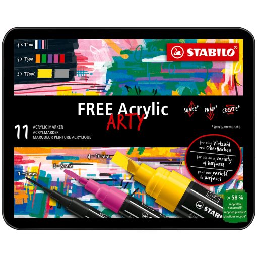 SET Markera na vodenoj bazi FREE MIX Tips Color Acrylic Marker 1/11, STABILO - Image 2