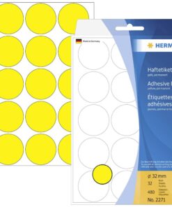 Kancelarijske etikete krug 32 mm 1/480 žuta Herma