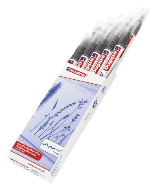 Akrilni marker E-5300 fine 1-2mm obli vrh antracit Edding - Image 4