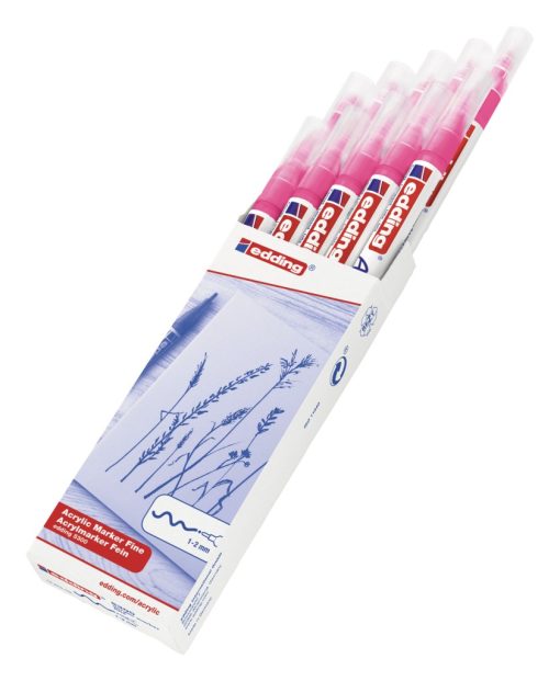 Akrilni marker E-5300 fine 1-2mm obli vrh neon roze Edding - Image 4