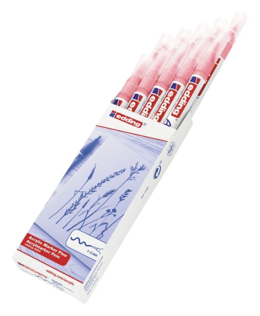 Akrilni marker E-5300 fine 1-2mm obli vrh nežno roze Edding - Image 4