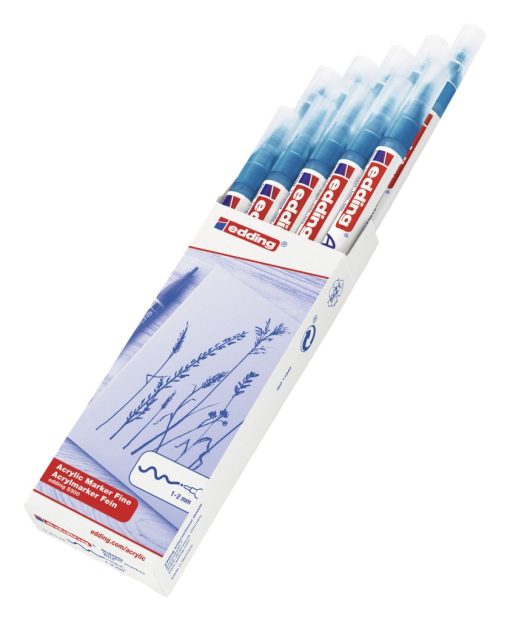Akrilni marker E-5300 fine 1-2mm obli vrh plava Edding - Image 4