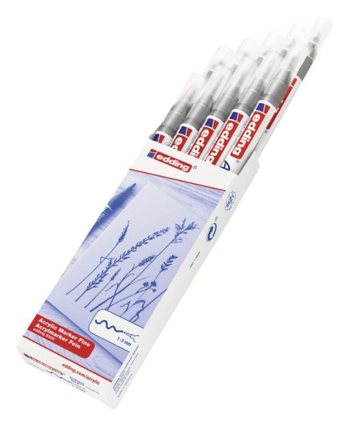 Akrilni marker E-5300 fine 1-2mm obli vrh srebrna Edding - Image 4