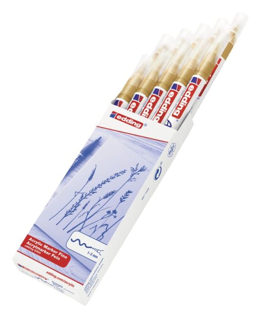 Akrilni marker E-5300 fine 1-2mm obli vrh zlatna Edding - Image 4