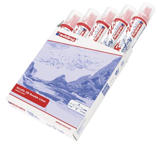 Akrilni marker E-5400 double-liner sa dva vrha crvena Edding - Image 3