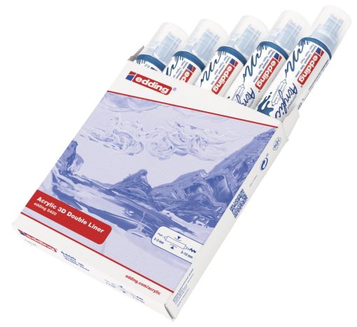 Akrilni marker E-5400 double-liner sa dva vrha plava Edding - Image 3