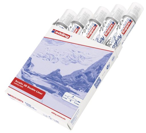 Akrilni marker E-5400 double-liner sa dva vrha srebrna Edding - Image 4