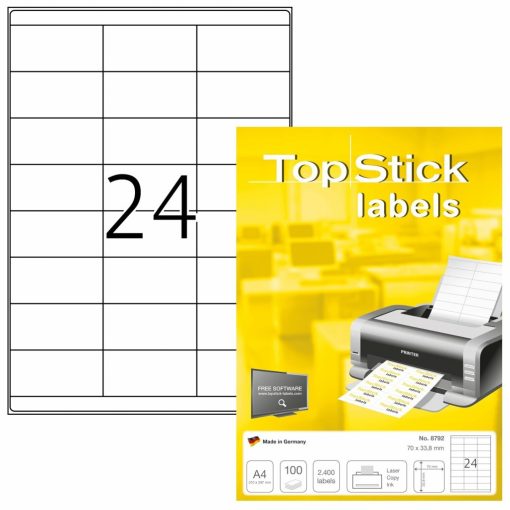 Etikete TOPSTICK 70x33,8 A4/24 1/100 Herma