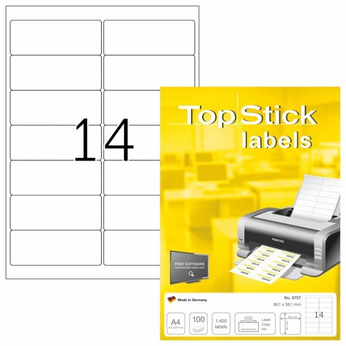 Etikete TOPSTICK 99,1x38,1 A4/14 1/100 Herma