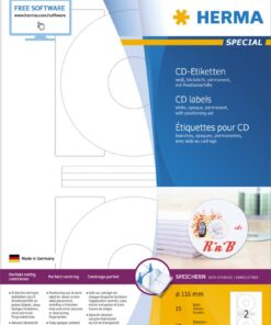 Etikete za CD 116 A4/2 1/25 bela Herma