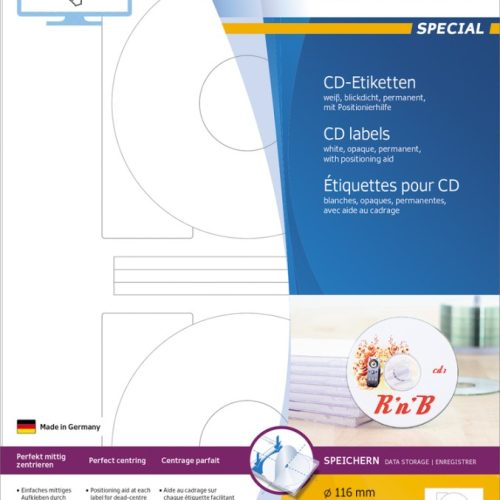 Etikete za CD 116 A4/2 1/25 bela Herma